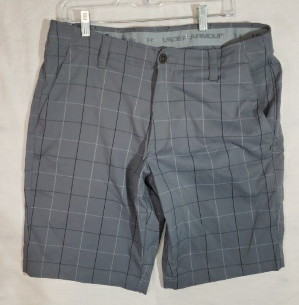 Under armour sz 36 Gray Windowpane Tech Flex Golf Shorts R331